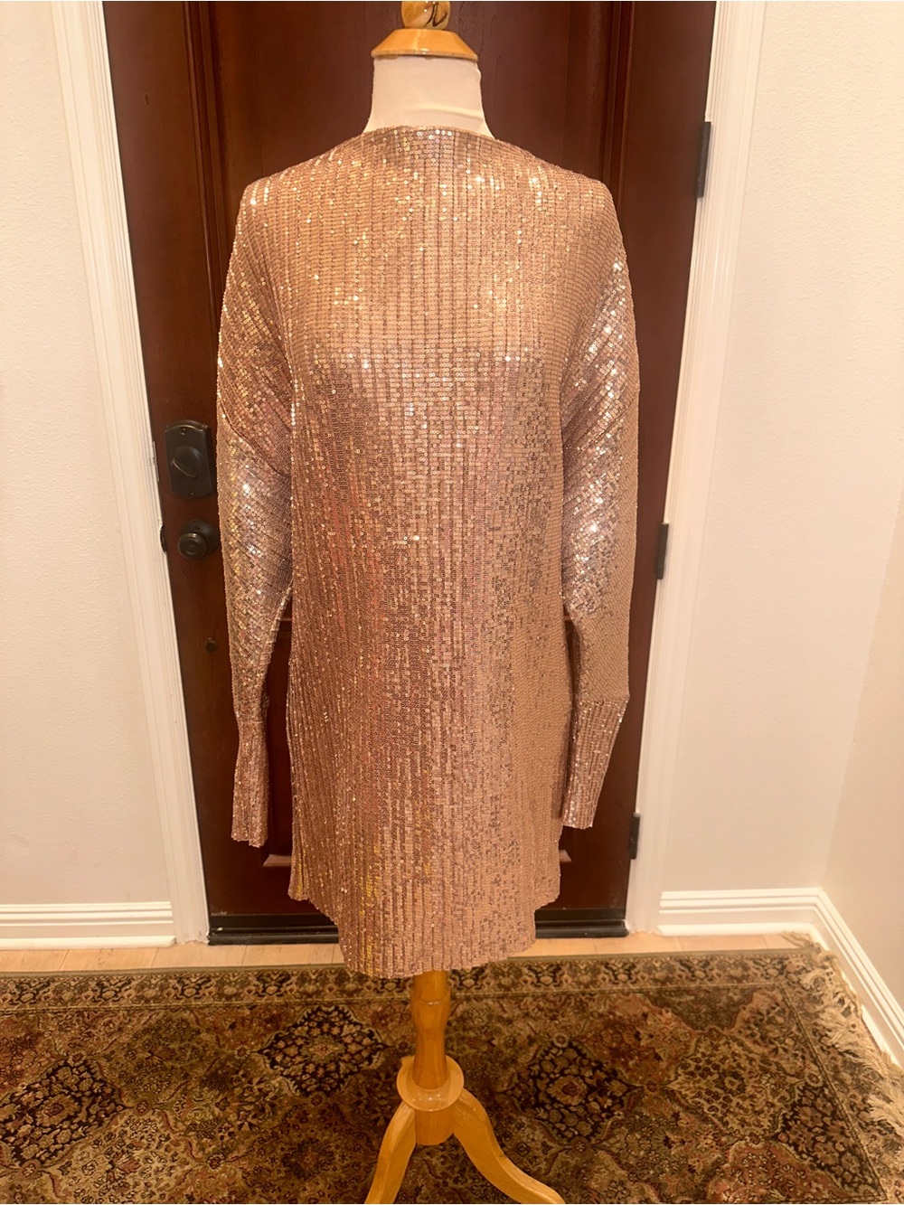 Zara Rose Gold Sequin Long Sleeve Coatigan
